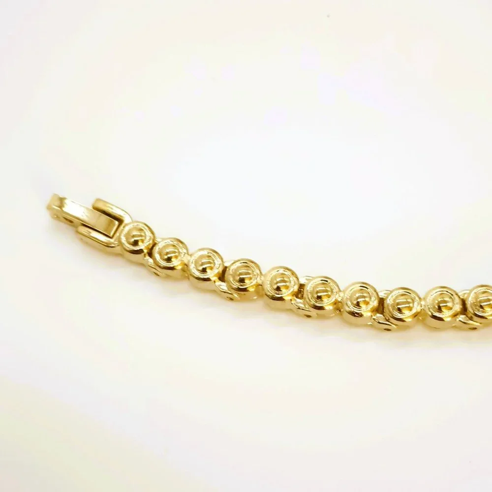 Gold Ruby Red Tennis Bracelet 7.5